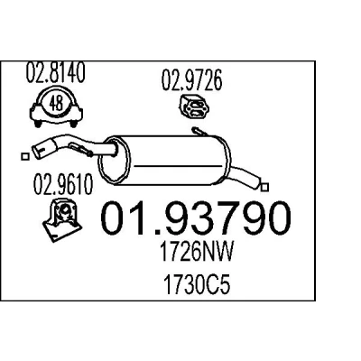 Imagem de MTS 01.93790 Panela de escape traseira 950 CITROËN: C3 I Hatchback
