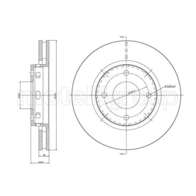 Imagem de METELLI Disco de travão MITSUBISHI: COLT 6, SMART: Forfour I 280,8mm 26,0mm 4 69,0mm ventilado pintado 23 1236C 4605A180,4544210312 Discos