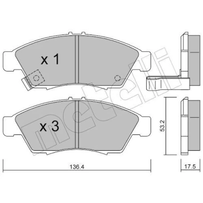 Imagem de METELLI 22 0437 0 Jogo de pastilhas para travão disco com avisador sonoro desgaste SUZUKI: Liana Sedan, Hatchback