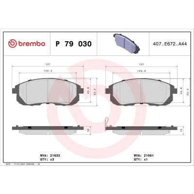 Imagem de BREMBO P 23 136G Jogo de pastilhas para travão disco incl. contacto aviso desgaste FIAT: Ducato III Van