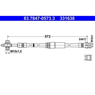 Imagem de ATE 83.7847 0573.3 Mangueira de Travão 572mm M10x1mm