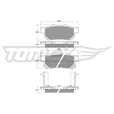 Imagem de TOMEX brakes TX 10 99 Jogo de pastilhas para travão disco Eixo traseiro com avisador sonoro desgaste HONDA: CIVIC 6 Fastback, Stufenheck