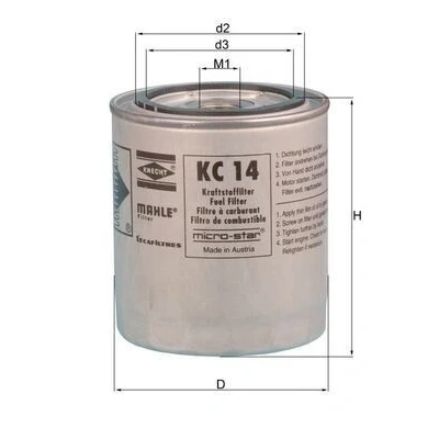 Imagem de MAHLE ORIGINAL KC 14 Filtro de Combustível aparafusado