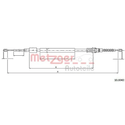 Imagem de METZGER 10.6043 Cabo de Freio Mão traseira esquerda, direita, esquerda 2035/1183 COFLE PEUGEOT: 307 Hatchback