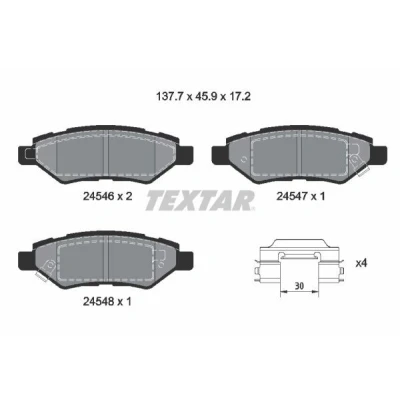 Imagem de TEXTAR 2454601 Jogo de pastilhas para travão disco com avisador sonoro desgaste acessórios CADILLAC: CTS III Sedan