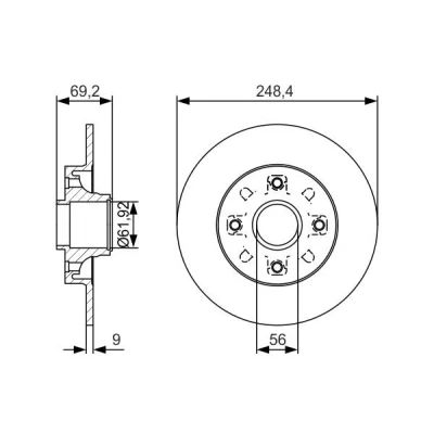 Imagem de BOSCH 0 986 479 S43 Disco de travão 248,4 9 4 108 cheio oleado PEUGEOT: 307 SW, 208 I Hatchback, CITROËN: DS3 C4 Hatchback