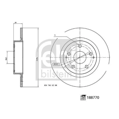 Imagem de FEBI BILSTEIN Disco de travão Eixo traseiro 296mm 10mm 5furos 114,3mm cheio revestido 188770 424310D210 Discos