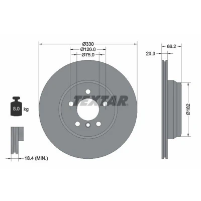 Imagem de TEXTAR PRO 92241903 Disco de travão 330 20 05/06 120 interior ventilado revestido sem pernos fixação da roda, cubo roda BMW: 3 Touring