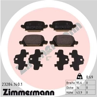 Imagem de ZIMMERMANN 23284.140.1 Jogo de pastilhas para travão disco com avisador sonoro desgaste A imagem corresponde ao volume fornecimento