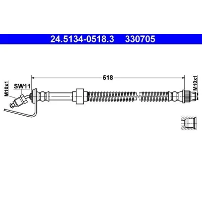 Imagem de ATE 24.5134 0518.3 Mangueira de Travão 518 M10x1