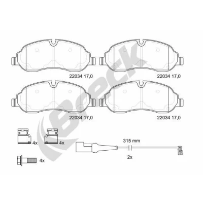 Imagem de BRECK 22034 00 653 Jogo de pastilhas para travão disco Cerâmica com chapa anti ruído acessórios FORD: Transit Mk7 Van