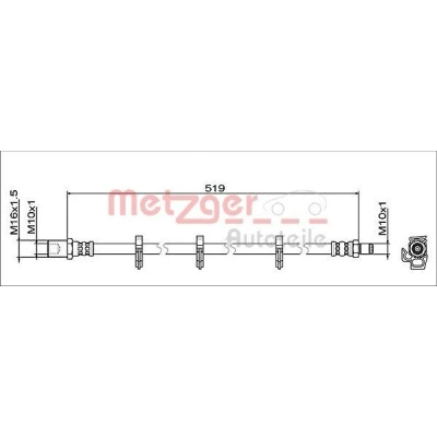 Imagem de METZGER 4112047 Mangueira de Travão Eixo traseiro esquerdo, direito 519 M10x1
