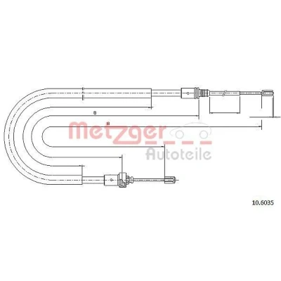 Imagem de METZGER 10.6035 Cabo de Freio Mão traseira esquerda, direita, à direita 1796/945 COFLE PEUGEOT: 207 SW