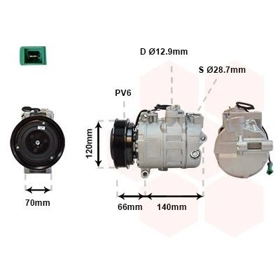 Imagem de VAN WEZEL 0300K150 Compressor 7SBU16C 12 PAG 46 R 134a AUDI: A6 C5 Sedan, Avant, A4 B5 VOLKSWAGEN: Passat GP Variant, Sedan