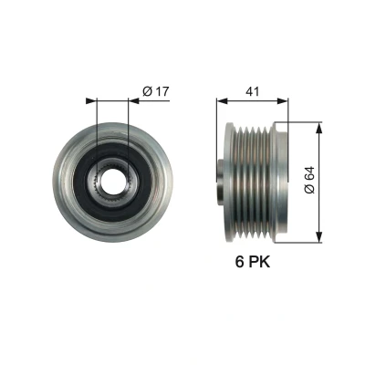 Imagem de GATES OAP7161 Polia Roda Livre do Alternador 41 FleetRunner Micro V Stretch Fit