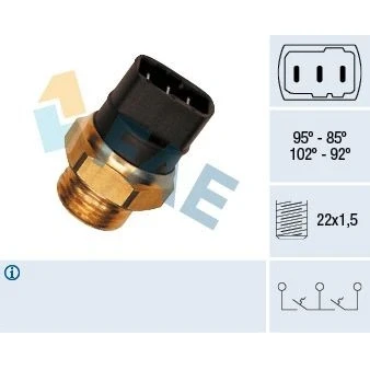 Imagem de FAE 37820 Interruptor de temperatura, ventilador do radiador 22x1,5 VOLKSWAGEN: Golf 3, 4, Sharan I, AUDI: A4 B5 Sedan, 80 B4 Avant, Sedan