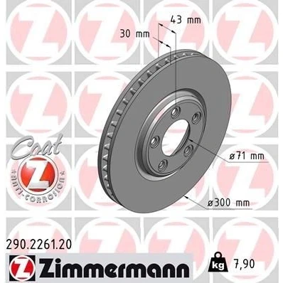 Imagem de ZIMMERMANN COAT Z 290.2261.20 Disco de travão 300 30 5/5 5 108 interior ventilado revestido JAGUAR: S Type