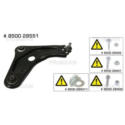 Imagem de TRISCAN 8500 28551 Braço de suspensão com articulação suspensão/guia, apoio borracha transversal PEUGEOT: 208 I Hatchback