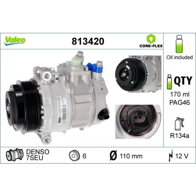 Imagem de VALEO 813420 compressor 7SEU 12 PAG 46 R 134a com óleo de NEW ORIGINAL PART MERCEDES BENZ: Classe E Sedan, C Sedan