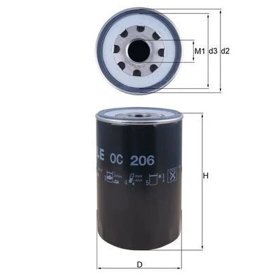 Imagem de MAHLE ORIGINAL OC 206 Filtro de óleo aparafusado