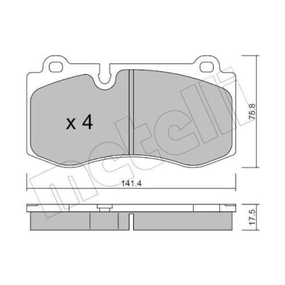 Imagem de METELLI 22 0669 0 Jogo de pastilhas para travão disco preparado indicador aviso desgaste MERCEDES BENZ: Classe E Sedan, CLS Coupe