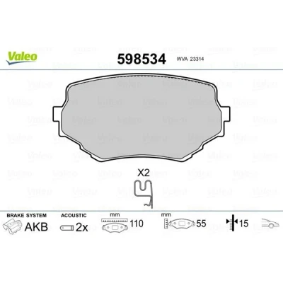 Imagem de VALEO 598534 Jogo de pastilhas para travão disco Eixo dianteiro incl. contacto aviso desgaste sem chapa anti ruído SUZUKI: Vitara I SUV