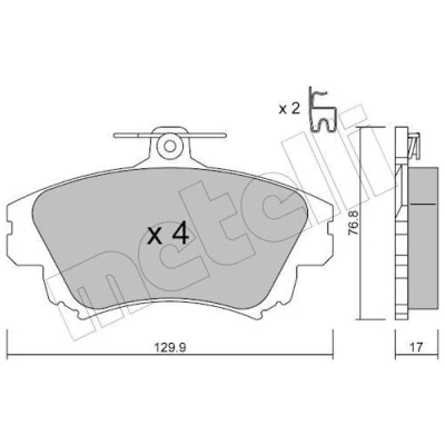 Imagem de METELLI 22 0286 0 Jogo de pastilhas para travão disco com avisador sonoro desgaste MITSUBISHI: COLT 6, Carisma Sedan, Hatchback