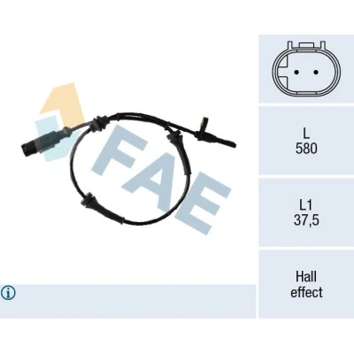 Imagem de FAE 78307 Sensor de ABS com cabo Hall 2 580 FIAT: Doblo II Van / Carrinha