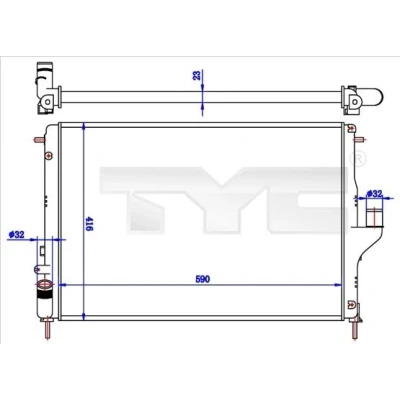 Imagem de TYC 728 0056 R Radiador, arrefecimento do motor 590 416 23 Aletas de refrigeração unidas mecanicamente DACIA: Duster SUV