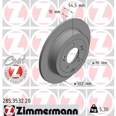 Imagem de ZIMMERMANN COAT Z 285.3532.20 Disco de travão 302 10 8/5 5 114 cheio revestido HYUNDAI: Tucson