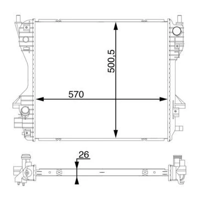 Imagem de MAHLE ORIGINAL CR 1200 000S Radiador, arrefecimento do motor 570 500 26 Aletas de refrigeração soldadas