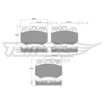 Imagem de TOMEX brakes TX 10 551 Jogo de pastilhas para travão disco Eixo dianteiro incl. contacto aviso desgaste CITROËN: AX, C6 Sedan, C15 Van