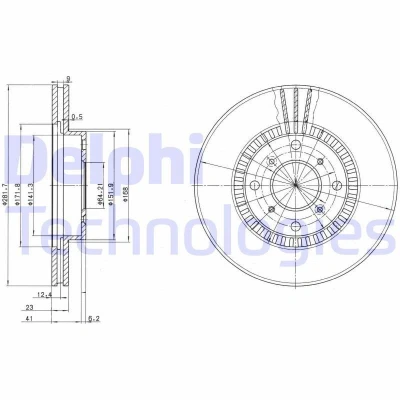 Imagem de DELPHI BG2815 Disco de travão 282 23 4 ventilado oleado não tratado sem o rolamento da roda, anel sensor do ABS HONDA: PRELUDE
