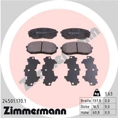 Imagem de ZIMMERMANN 24501.170.1 Jogo de pastilhas para travão disco com avisador sonoro desgaste A imagem corresponde ao volume fornecimento
