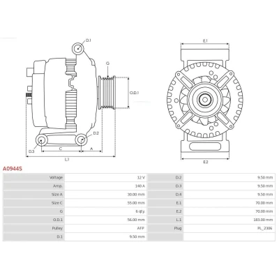 Imagem de AS PL A0944S Alternador 12V 140A VOLKSWAGEN: Golf VIII Variant