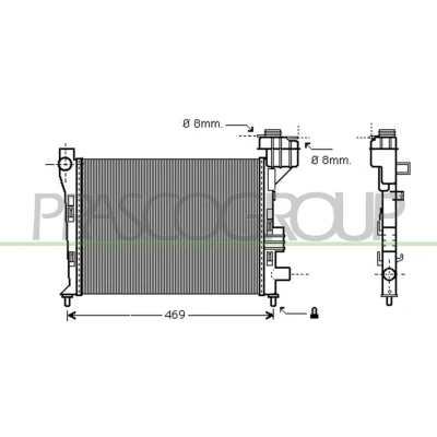 Imagem de PRASCO ME320R001 Radiador, arrefecimento do motor Alumínio 400 378 23 Aletas de refrigeração unidas mecanicamente MERCEDES BENZ: Classe A