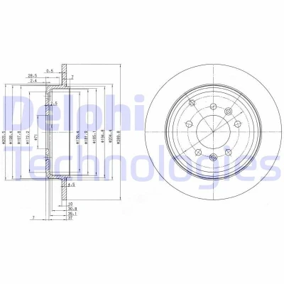 Imagem de DELPHI BG3684 Disco de travão 290 10 5 cheio oleado não tratado sem o rolamento da roda, anel sensor do ABS PEUGEOT: 607 Sedan