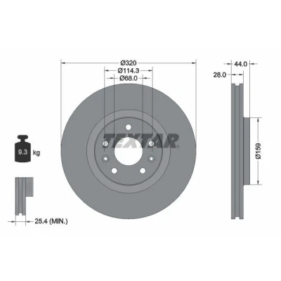 Imagem de TEXTAR PRO 92195403 Disco de travão 320 28 05/07 114,3 ventilado fora revestido sem pernos fixação da roda, cubo roda RENAULT: Clio 4