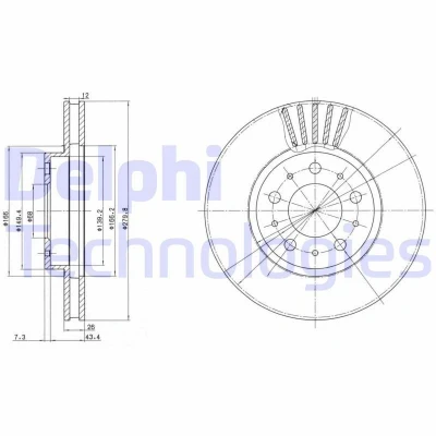 Imagem de DELPHI BG2841 Disco de travão 280 26 5 ventilado oleado não tratado sem o rolamento da roda, anel sensor do ABS VOLVO: V70 I, 850 Carrinha, S70