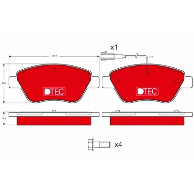 Imagem de TRW DTEC COTEC GDB1482DTE Jogo de pastilhas para travão disco incl. contacto aviso desgaste com parafusos pinça
