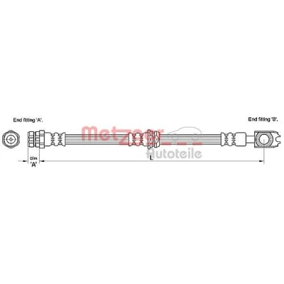 Imagem de METZGER 4110259 Mangueira de Travão 567 VOLKSWAGEN: Golf 4, Bora Sedan, 4 Variant, AUDI: A3 Hatchback