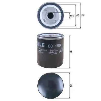 Imagem de MAHLE ORIGINAL OC 198 Filtro de óleo com uma válvula retenção aparafusado