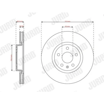 Imagem de JURID Disco de travão 312mm 25mm 5 ventilado revestido 563862JC 10174827,10795799 Discos