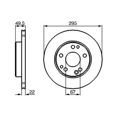Imagem de BOSCH Disco de travão MERCEDES BENZ: Classe E Sedan, W124 Carrinha 295mm 22mm 5 120mm ventilado, interior ventilado oleado 0 986 478 525