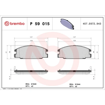 Imagem de BREMBO P 59 015 Jogo de pastilhas para travão disco com avisador sonoro desgaste sem acessórios OPEL: Frontera A SUV, Campo