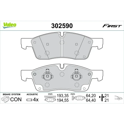 Imagem de VALEO 302590 Jogo de pastilhas para travão disco Eixo dianteiro incl. contacto aviso desgaste com chapa anti ruído JEEP: GRAND CHEROKEE 4