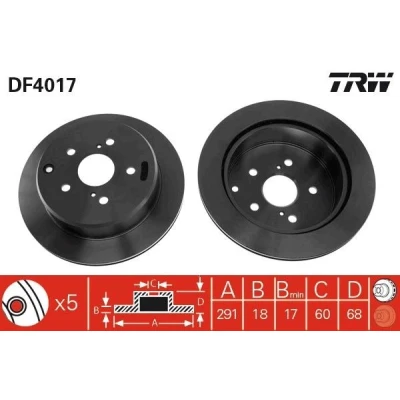 Imagem de TRW DF4017 Disco de travão 291 18 5 114 ventilado pintado TOYOTA: Supra III