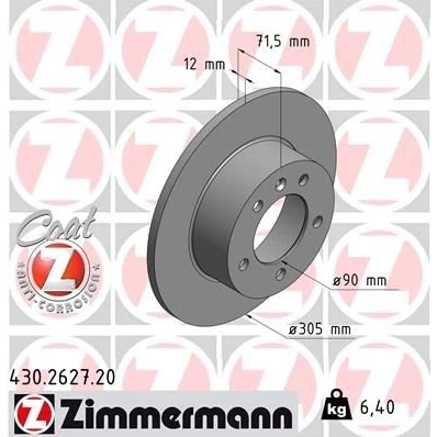 Imagem de ZIMMERMANN COAT Z 430.2627.20 Disco de travão 305 12 6/5 5 130 cheio revestido RENAULT: MASTER 3 Kasten, OPEL: Movano B Van