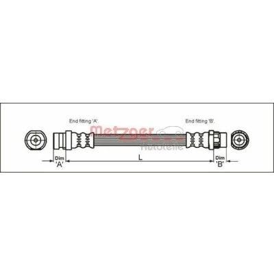 Imagem de METZGER 4111169 Mangueira de Travão 186 F10 x 1 RENAULT: GRAND SCENIC 2