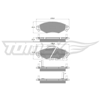 Imagem de TOMEX brakes TX 13 89 Jogo de pastilhas para travão disco Eixo dianteiro com avisador sonoro desgaste TOYOTA: Yaris I Hatchback